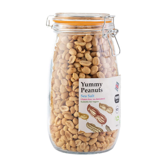 Yummy Peanut Classic Sea Salt Peanuts 1Kg / 1.5L Glass Jar – Handmade in Britain