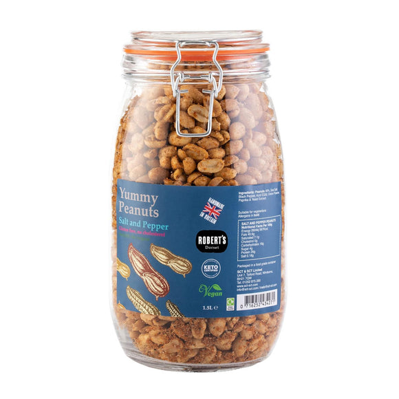 Yummy Peanut Salt & Pepper Peanuts 1Kg / 1.5L Glass Jar – Handmade in Britain