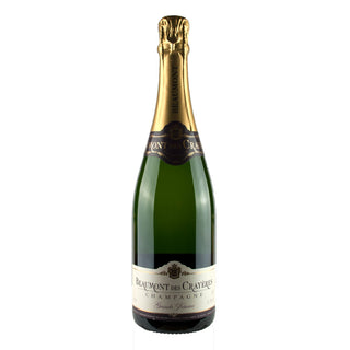 Champagne sparking wine blend of Chardonnay Pinot Noir and Pinot Meunier. Beaumont de Crayeres Grande Reserve Champange