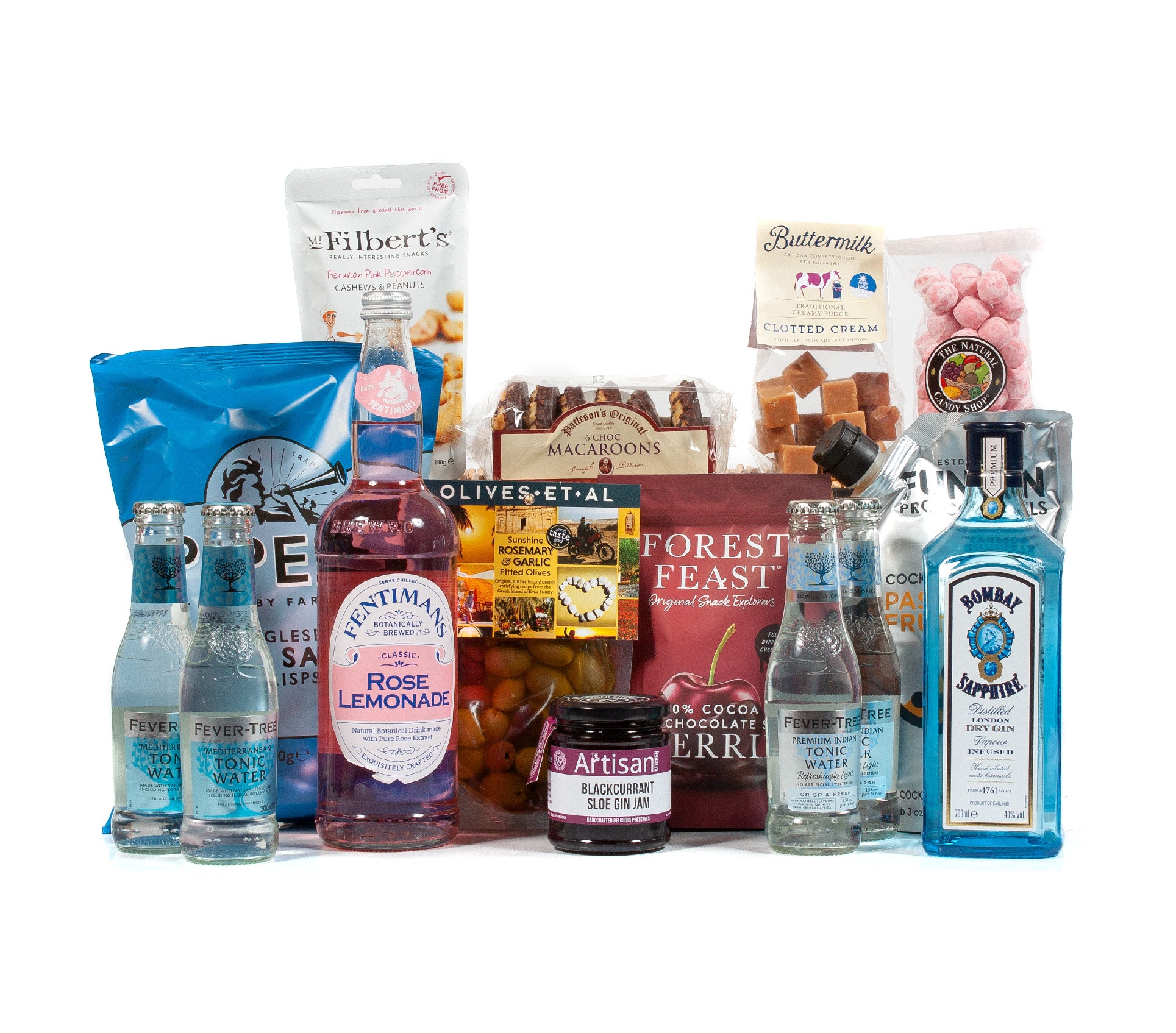 Gluten Free Gin Hamper with Bombay Sapphire Gin Twelve Green Bottles Wine